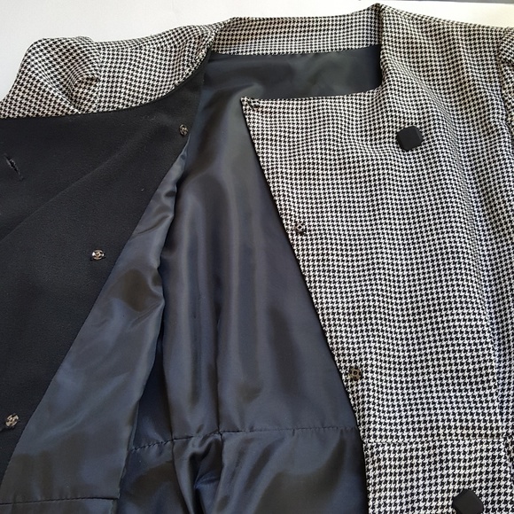 Black/White Houndstooth Pattern Overcoat Jacket - Picture 4 of 8
